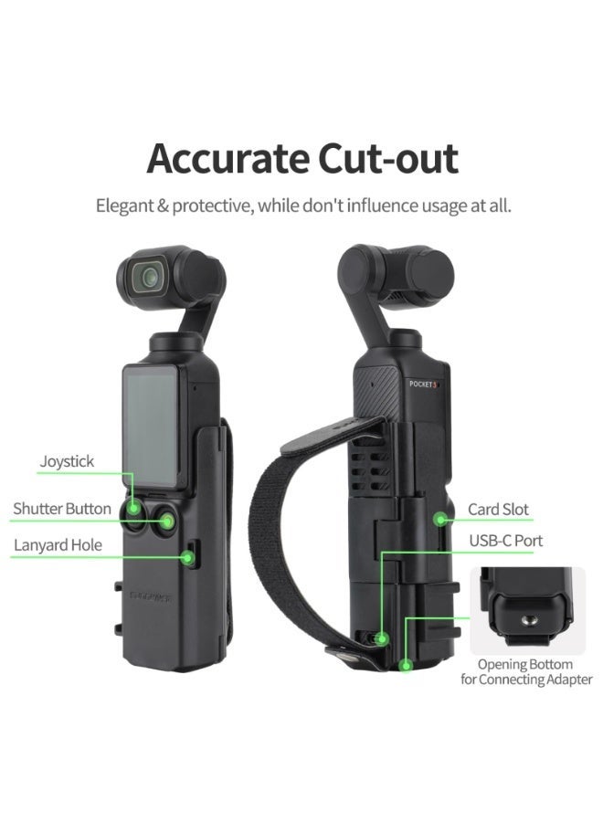 DOUGEI Pocket 3 Hand Strap Extension Handle with Cold Shoe Mount, Adjustable Wrist Strap for DJI Osmo Pocket 3, Compatible with 1/4" Thread Handle, Comfortable Grip & Hand Band for Osmo Pocket3 - Image 1