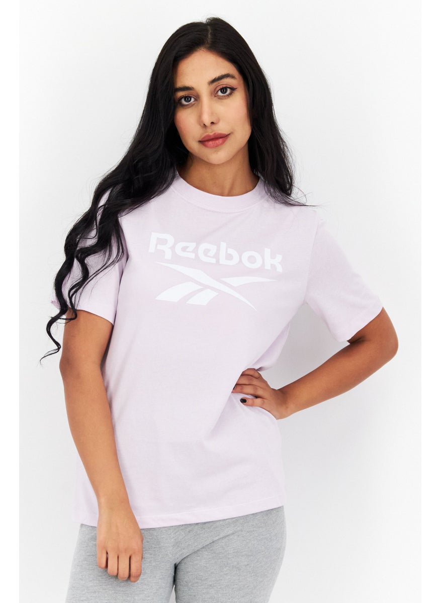 Reebok Women Sports Fit Brand Logo Training Tee, Lilac  - Image 1