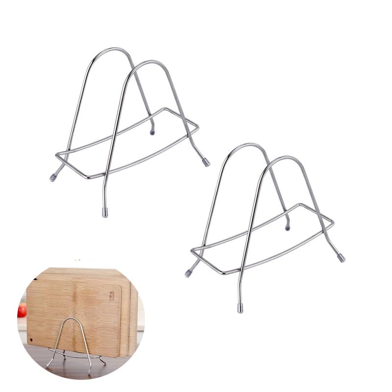 UtySty 2 Pack Cutting Board Rack Stainless Steel Wire Type Cutting Board Holder Stand Organizer Storage for Wooden Cutting Boards Bamboo Chopping Board Pot Cover Pan Lid Countertop Kitchen