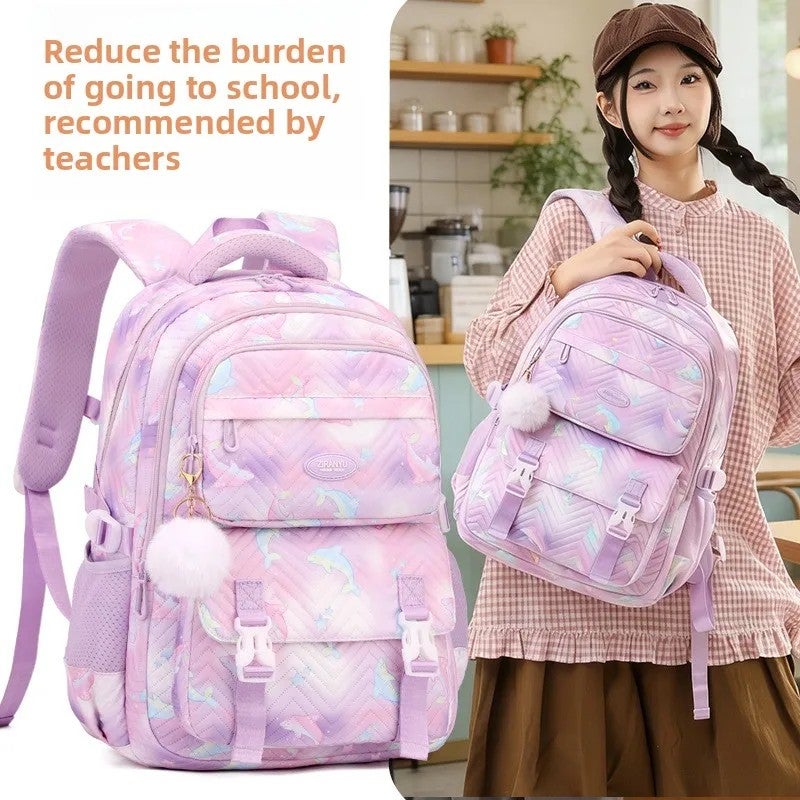 Bluejw Unisex Primary/Junior High School Student's Schoolbag Lightweight Large Capacity Polyester Air Cushion Backpack - Image 3