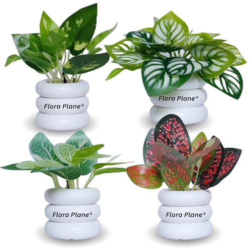 Flora Planet Artificial Plants for Home Decor|Realistic Looking|Home Decor Items|Durable Plastic|Wall Decoration Items for Living Room|Dimensions: 6 cm X 12 cm (Pack of 4, Multicolor) - Image 1