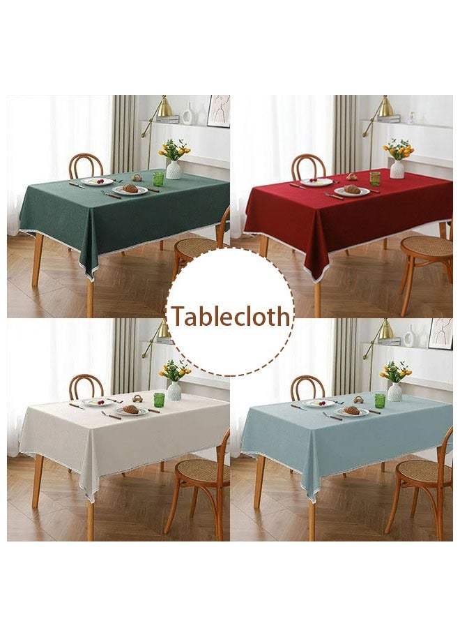 Hanayo Tablecloths  Cotton Linen Fabric Tablecloth Dustproof Cover Tablecloth Table Covers Coffee Table Cover Cloth 90*140CM(Red) - Image 2