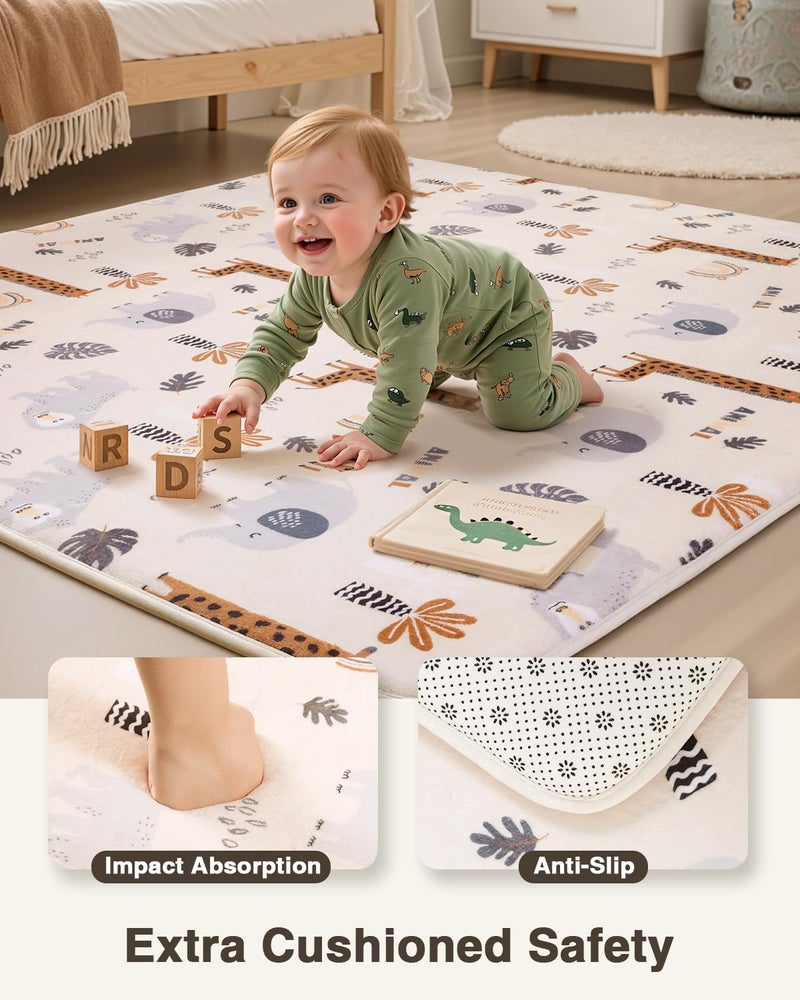 SEPARO Baby Play Mat for Floor,1.2" Thick 50x50 Playpen Mat,Safe Padding Tummy Time Mats for Babies and Infants Toddlers,Cushioning Foam Mats for Kids Crawling,Non-Slip Baby Playmat,Yoga,Tatami,Nursery Rug - Image 3