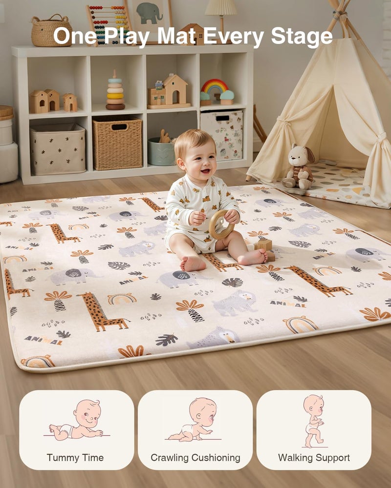 SEPARO Baby Play Mat for Floor,1.2" Thick 50x50 Playpen Mat,Safe Padding Tummy Time Mats for Babies and Infants Toddlers,Cushioning Foam Mats for Kids Crawling,Non-Slip Baby Playmat,Yoga,Tatami,Nursery Rug - Image 5