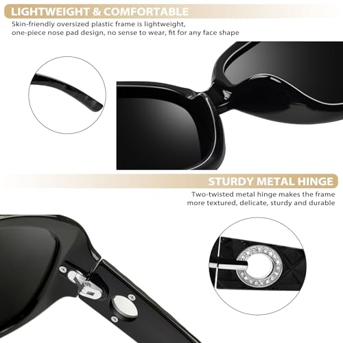 Joopin Big Butterfly Sunglasses Oversized Black and Brown Shades for Women Trendy Ladies Jackie Sun Glasses Polarized UV Protection Rhinestone Sunnies - Image 5