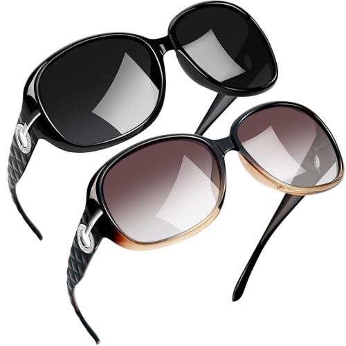 Joopin Big Butterfly Sunglasses Oversized Black and Brown Shades for Women Trendy Ladies Jackie Sun Glasses Polarized UV Protection Rhinestone Sunnies - Image 1