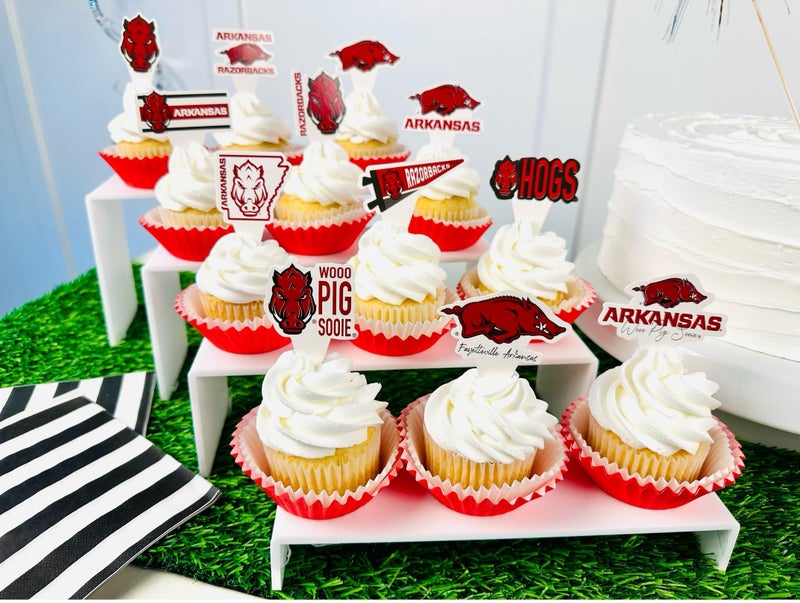 PartyKandy University of Arkansas Cupcake Toppers (24 Pieces) Arkansas Razorbacks Party Supplies for Razorbacks Football  Birthday Gift  Graduation Party Decorations (Arkansas Razorbacks) - Image 3