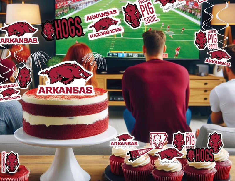 PartyKandy University of Arkansas Cupcake Toppers (24 Pieces) Arkansas Razorbacks Party Supplies for Razorbacks Football  Birthday Gift  Graduation Party Decorations (Arkansas Razorbacks) - Image 5