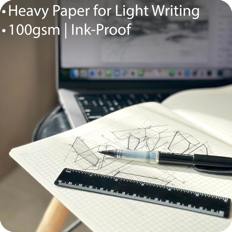 le vent A4 Grid Notebook Set â€“ 4 Pack Graph Paper Journals, 100 Pages, 100gsm, Lay Flat, Eco-Friendly, 8.5x11 Hardcover Look for School, Office, Engineers & Students - Image 3