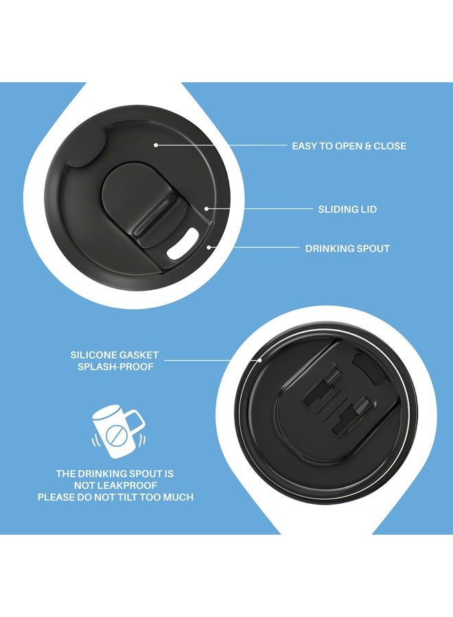 ideus Vacuum Insulated Coffee Mug, 16oz Reusable Stainless Steel Thermal Double Walled cup with Handle and Slider Lid for Hot & Cold Beverages, BPA Free (Blue Zebra) - Image 4