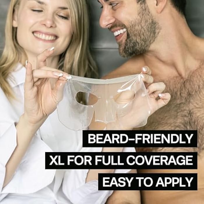 HOMMEFACE مجموعة أقنعة الوجه الهيدروجيل المنشطة للرجال من هوم فيس (5 قطع) - مرطبة، صديقة لللحية، مضادة للشيخوخة، أقنعة وجه مهدئة - تقنية العناية بالبشرة الكورية مع حمض الهيالورونيك، الفيتامينات والببتيدات - Image 5