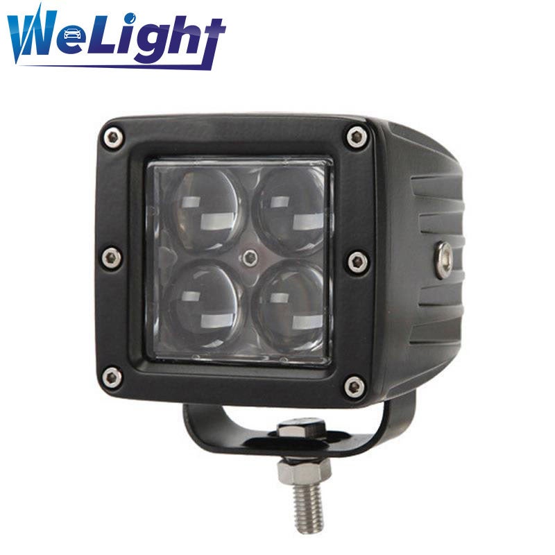 3-Inch Square LED Work Light 4-Bead Spotlight Yellow 