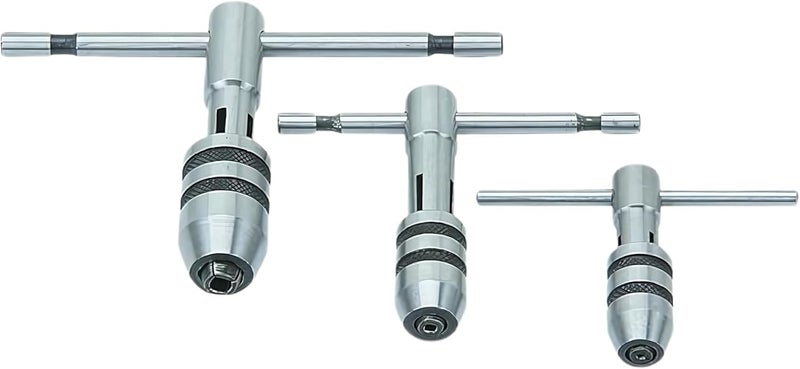 RAHISH TOOLS 3 Piece T Handle Tap Wrench Set with Jaw Opening 1/16"-5/32", 5/32"-1/4", 1/4"-1/2" - Precise Tightening Wrenches Jaws Grip for Taps, Reamers, Screw Extractors, Drills - Made in India - Image 1