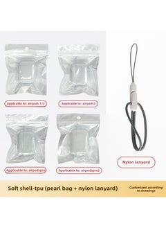 For Apple Headset Airpods4 Wireless Bluetooth Headset Protective Cover TPU Transparent Headset Protective Cover Material-Color:Tpu Soft Shell + Pearlescent Bag + Nylon Lanyard-Applicable Models:Airpods4 Model: With Hanging Ears
