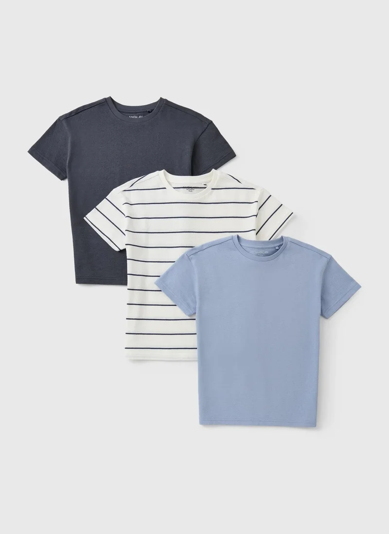 ماتلان 3 Pack Boys Blue Stripe T-Shirts