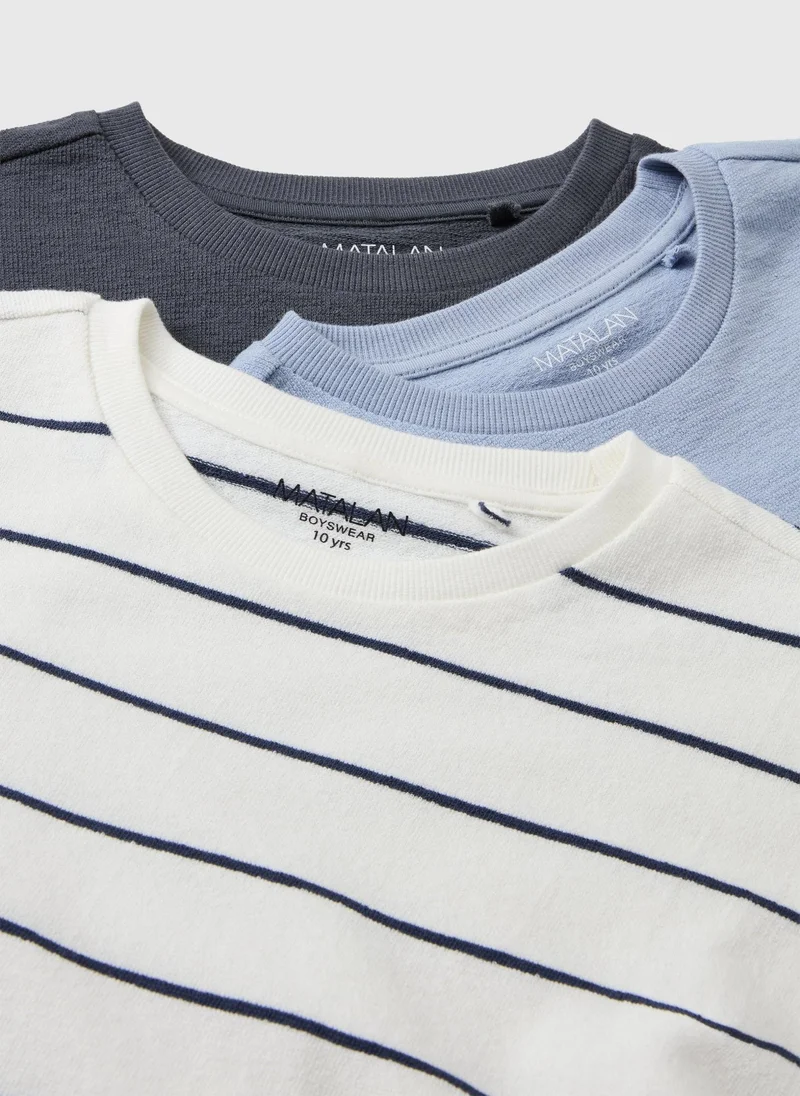 ماتلان 3 Pack Boys Blue Stripe T-Shirts