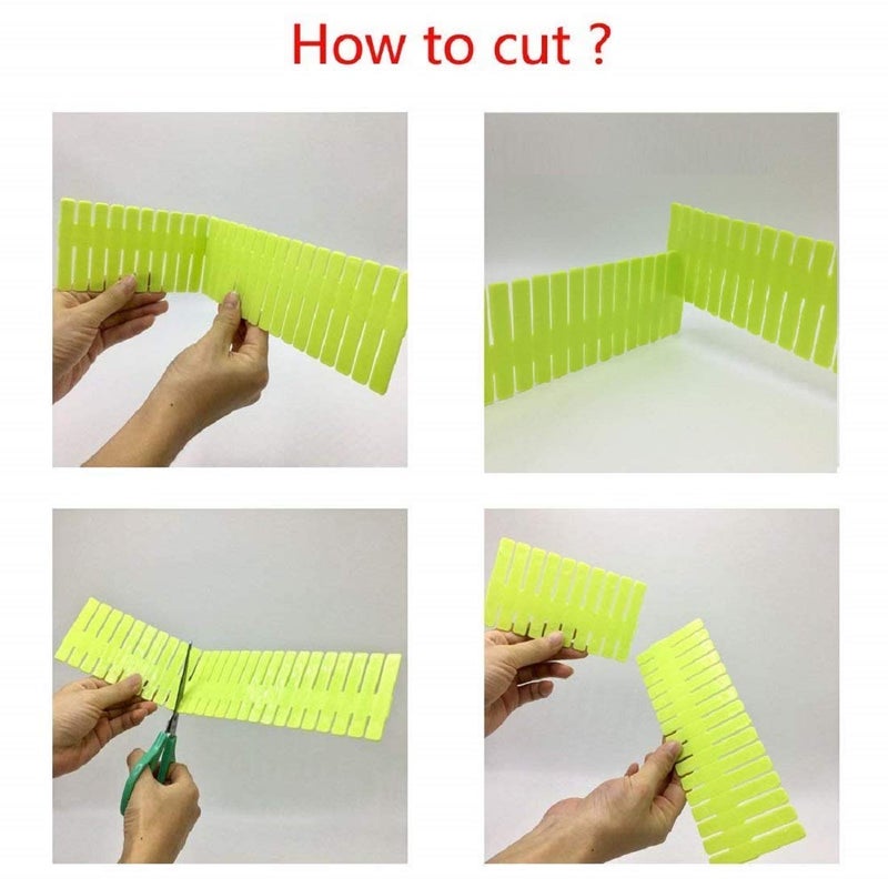 Kitchenwell 8 Pcs Adjustable Stretchable Interlocking Drawer Clapboard DividerGrid Closet Sorting PartitionPlastic Strips Separators Cabinet Storage Box SocksMakeup1 Set of 8 PcsWhite - Image 4