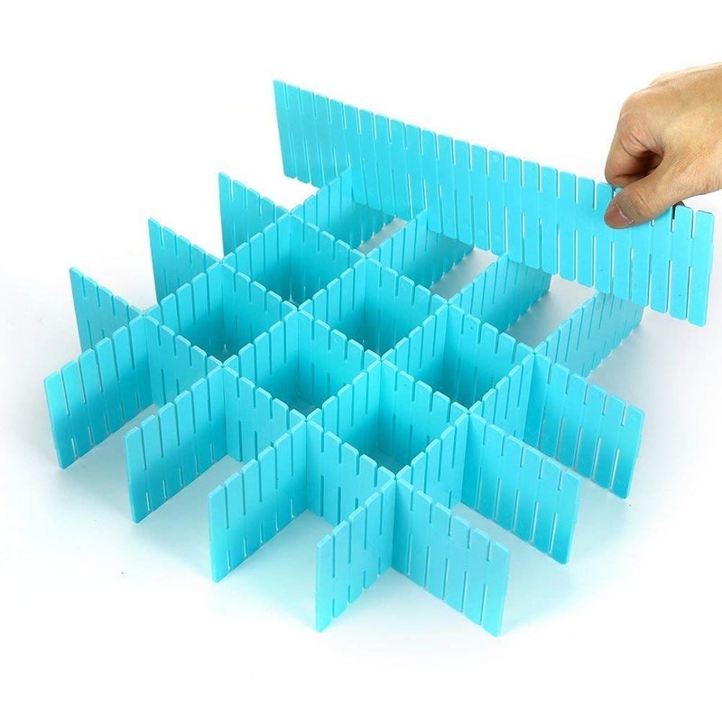 Kitchenwell 8 Pcs Adjustable Stretchable Interlocking Drawer Clapboard DividerGrid Closet Sorting PartitionPlastic Strips Separators Cabinet Storage Box SocksMakeup1 Set of 8 PcsWhite - Image 3
