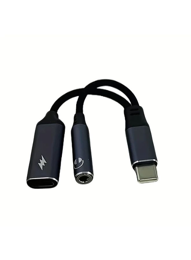 كابل محول صوت USB C إلى 3.5 ملم بزاوية قائمة مع شحن سريع بقدرة 60 وات وشريحة DAC - Image 4