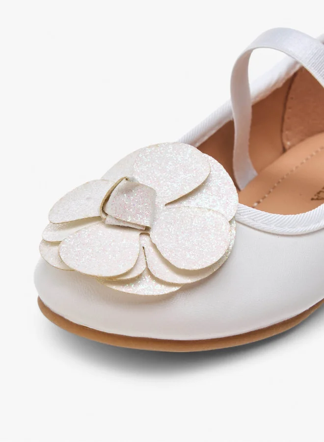 فلورا بيلا من شو إكسبرس Flower Embellished Ballerina Shoes with Elastic Closure