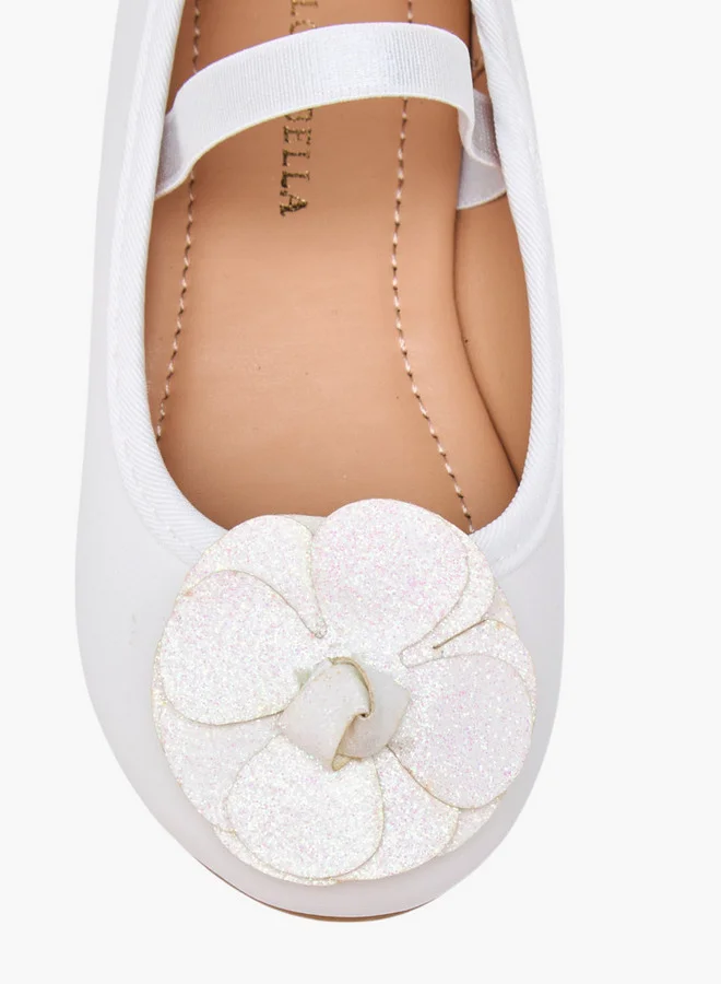 فلورا بيلا من شو إكسبرس Flower Embellished Ballerina Shoes with Elastic Closure