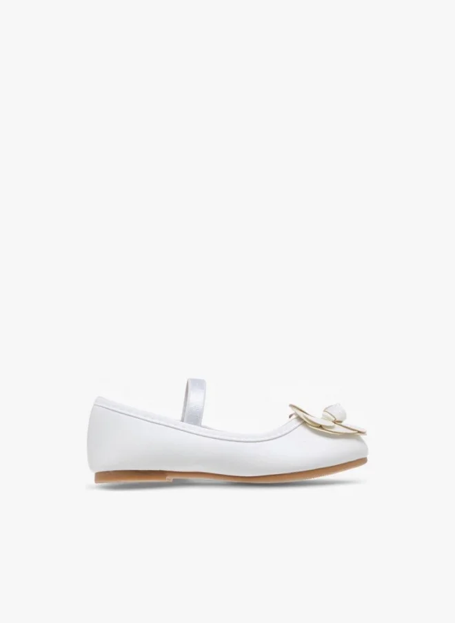 Flora Bella Flower Embellished Ballerina Shoes With Elastic Closure