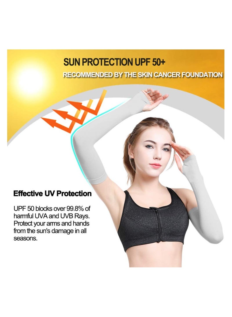 SYOSI Arm Sleeve 3 Pair UV Protection Cooling Breathable Arm Sleeve Sun Protective Moisture Wicking Gloves with Finger Hole to Cover Arms for Cycling Driving Outdoor Sports for Men Women - Image 2