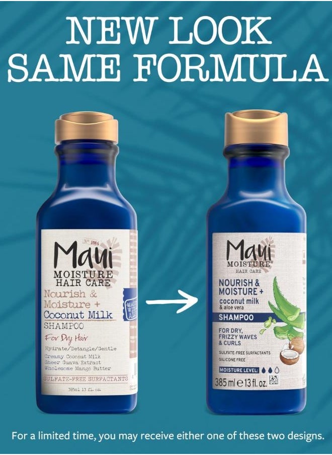 MAUI MOISTURE Moisture Nourishing Coconut Milk & Aloe Vera Shampoo for Dry Frizzly Hair 385ml  - Image 3