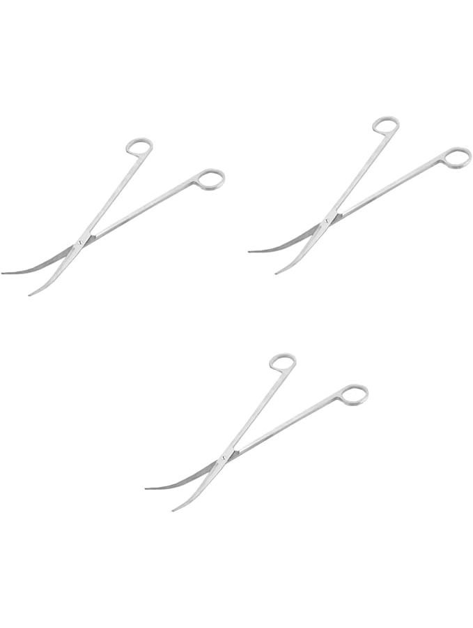 COHEALI 3pcs Aquarium Plant Scissors Curved Tip Fish Tank Care Tools Silver - Image 1