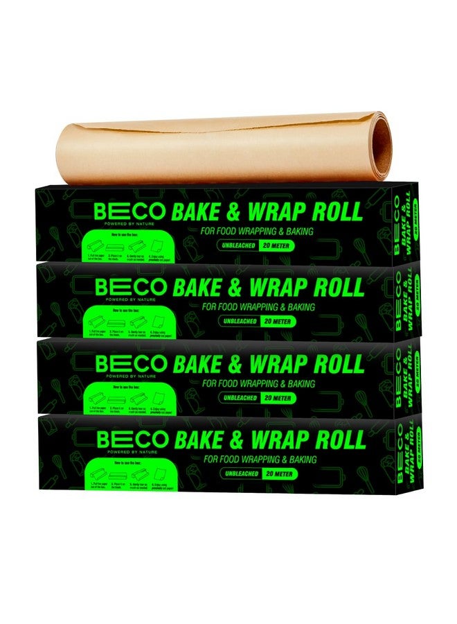 BECO ورق الخبز والتغليف الصديق للبيئة من بيكو، لفة 20 متر لكل منها، عبوة من 4، ورق برشمان خالي من المواد الكيميائية 100% من لب الخيزران - Image 1