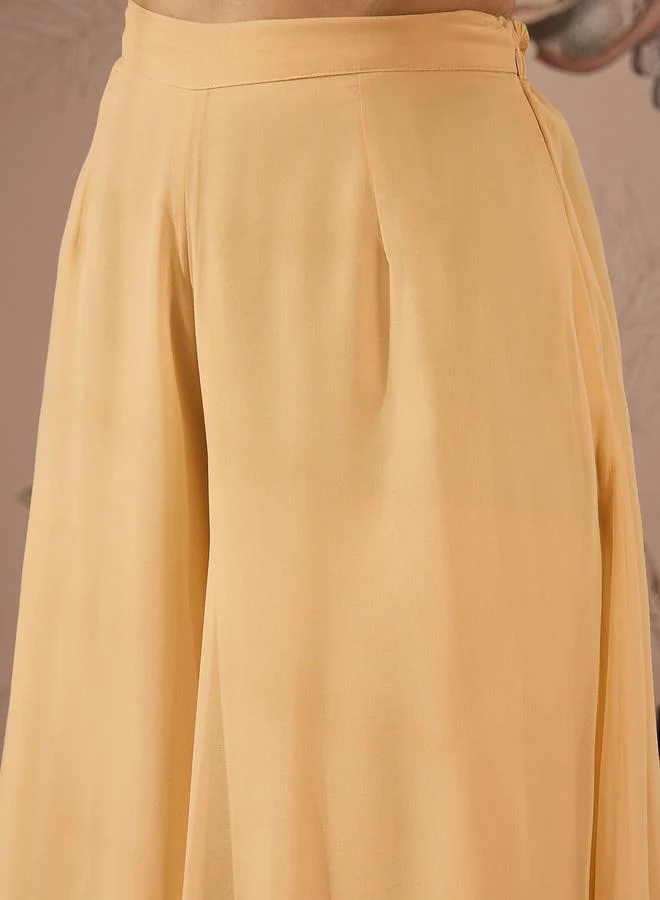 SASSAFRAS Embellished Sequins Peplum Top with Flared Pants Set by Styli