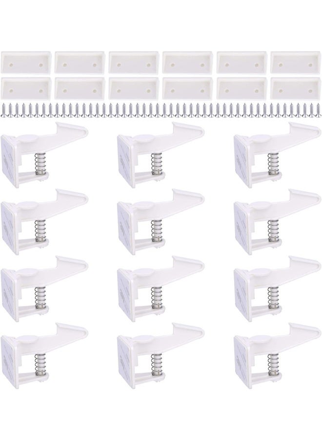 OKEFAN Cabinet Locks Child Safety Latches - 12 Pack Baby Proofing Cabinets Drawer Lock Adhesive Latch for Kids Proof Drawers No Drilling Tools Needed - Image 1