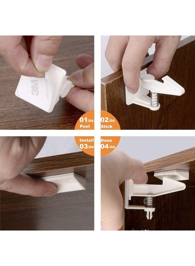 OKEFAN Cabinet Locks Child Safety Latches - 12 Pack Baby Proofing Cabinets Drawer Lock Adhesive Latch for Kids Proof Drawers No Drilling Tools Needed - Image 5