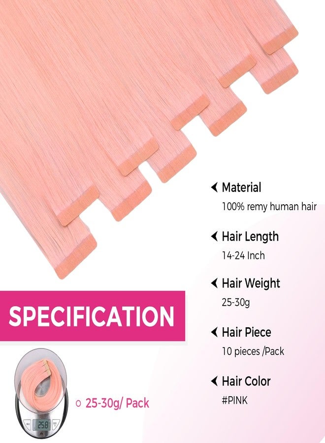 Lashey Tape in Hair Extensions Human Hair 25g 10pcs 16 Inch Pink Tape ins Extension with Highlighted Effect Straight Invisible for Women - Image 2