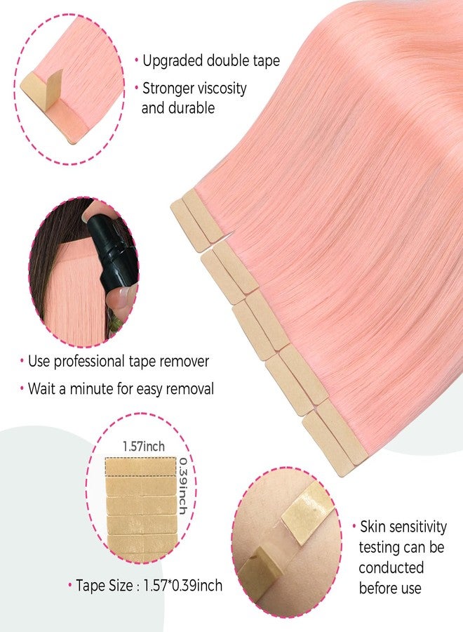 Lashey Tape in Hair Extensions Human Hair 25g 10pcs 16 Inch Pink Tape ins Extension with Highlighted Effect Straight Invisible for Women - Image 5