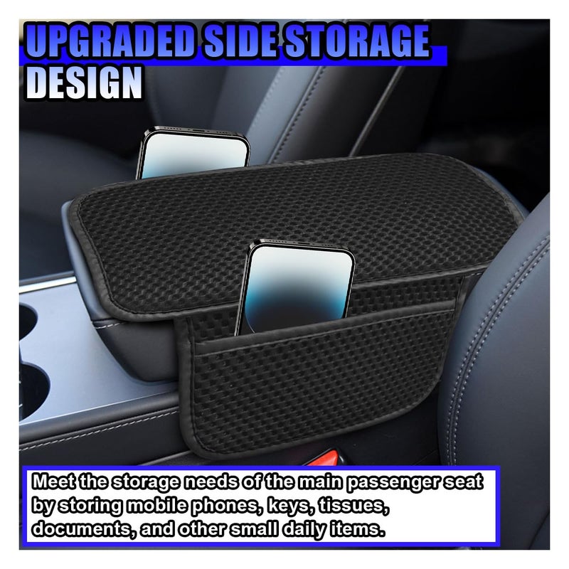 Car Center Console Cover, Auto Cooling Armrest Cushion with 2 Storage Bags, Breathable Elbow Pad Middle Center Console Protector - Image 3