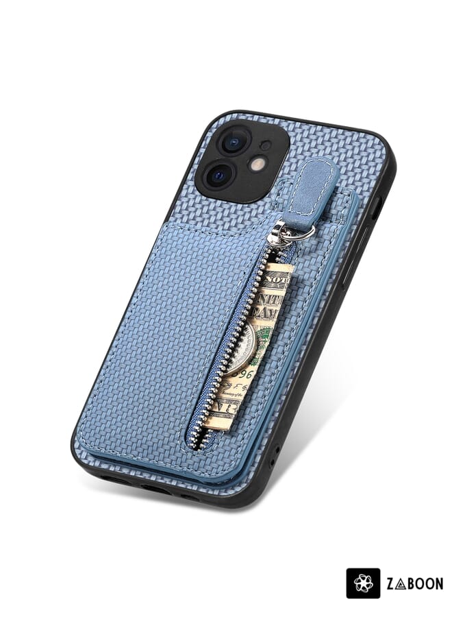 Zaboon Protective Case For iPhone 12 Carbon Fiber Vertical Flip Zipper - Image 4