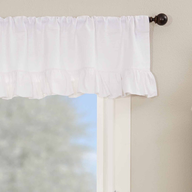 Piper Classics Serenity Ruffled Valance 16 L x 72 W Crisp White wRuffles at Bottom Cottage Farmhouse Boho Style
