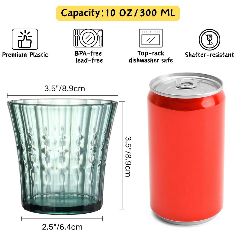 AVLA 12 Pack Plastic Water Tumblers, 10 OZ Unbreakable Acrylic Drinking Glasses, Transparent Reusable Juice Wine Cup, BPA-free Small Stackable Kids Drinkware for Home, Picnic, Party, Dishwasher Safe - Image 2