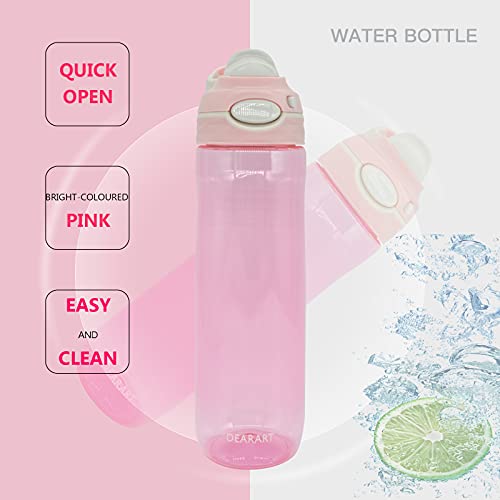 DEARART 2-Pack 26oz Pink Water Bottle and Sky Blue Water Bottle With Wide Mouth No Straw, Easy Clean BPA FREE Leak Proof Easy Carried Sports Yoga Gym Travel School Office Walking etc. - Image 3