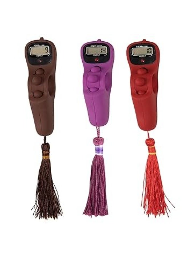 Islamic Digital Rotating Tasbih with Digital Counter for Prayer, Tasbih, Meditation and Yoga, 3 Pieces