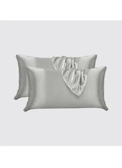 Donetella Satin Pillowcases 2-Pcs Soft And Silky Pillow Cover For Hair And Skin Care With Envelope Closure (Without Pillow Insert),Silver