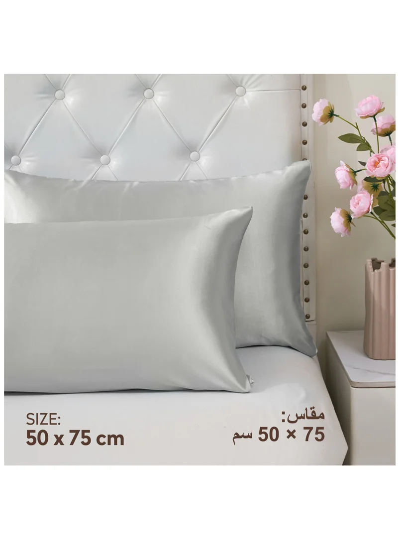 Donetella Satin Pillowcases 2-Pcs Soft And Silky Pillow Cover For Hair And Skin Care With Envelope Closure (Without Pillow Insert),Silver