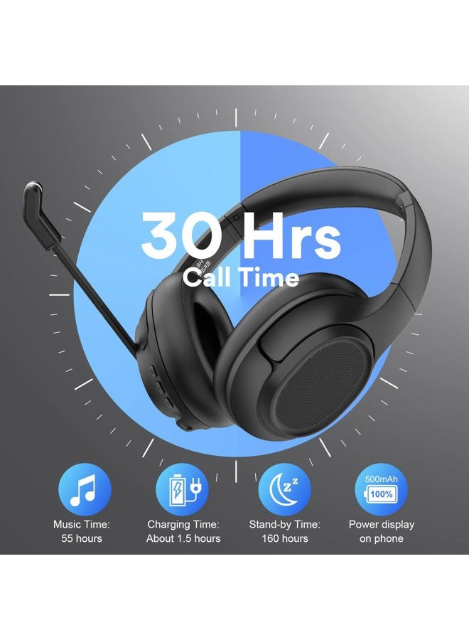 EKSA Bluetooth Headsets with Microphone & USB Dongle, 30 Hours Talk Time & 33ft Range, AI Environmental Noise Cancelling Mic, Over-Ear Wireless Headphone for PC/Laptop/Computer/Home/Work/Office/Zoom - Image 4
