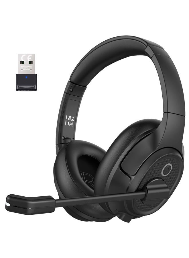 EKSA Bluetooth Headsets with Microphone & USB Dongle, 30 Hours Talk Time & 33ft Range, AI Environmental Noise Cancelling Mic, Over-Ear Wireless Headphone for PC/Laptop/Computer/Home/Work/Office/Zoom - Image 1