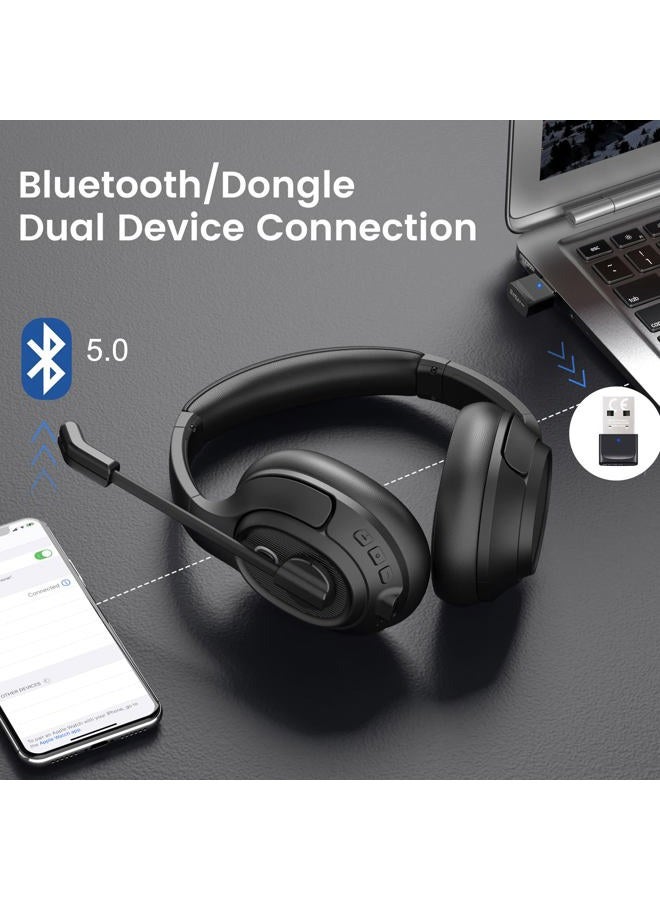 EKSA Bluetooth Headsets with Microphone & USB Dongle, 30 Hours Talk Time & 33ft Range, AI Environmental Noise Cancelling Mic, Over-Ear Wireless Headphone for PC/Laptop/Computer/Home/Work/Office/Zoom - Image 3