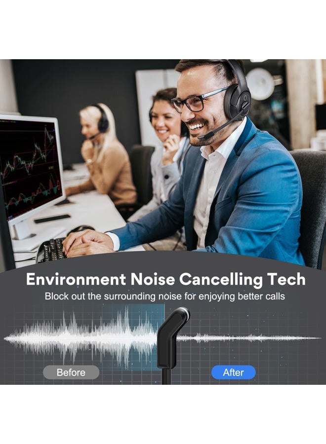 EKSA Bluetooth Headsets with Microphone & USB Dongle, 30 Hours Talk Time & 33ft Range, AI Environmental Noise Cancelling Mic, Over-Ear Wireless Headphone for PC/Laptop/Computer/Home/Work/Office/Zoom - Image 2