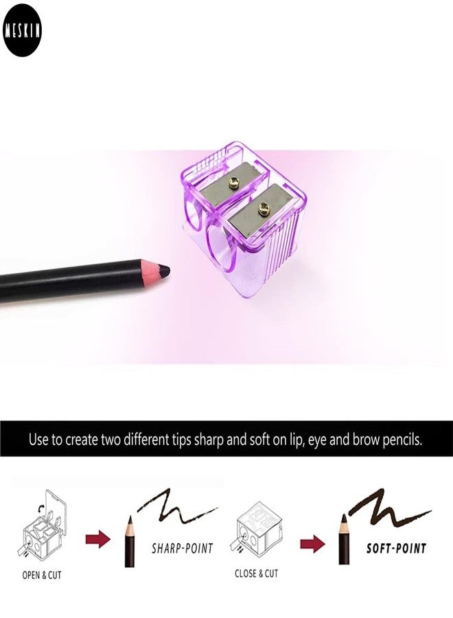 MESKIN Precision Cosmetic Pencil Sharpener - Dual Holes for Eyeliner and Lip Liner Pencils - Makeup Essential for Perfectly Sharpened Tips - (Multicolors, Pack of 2) - Image 3