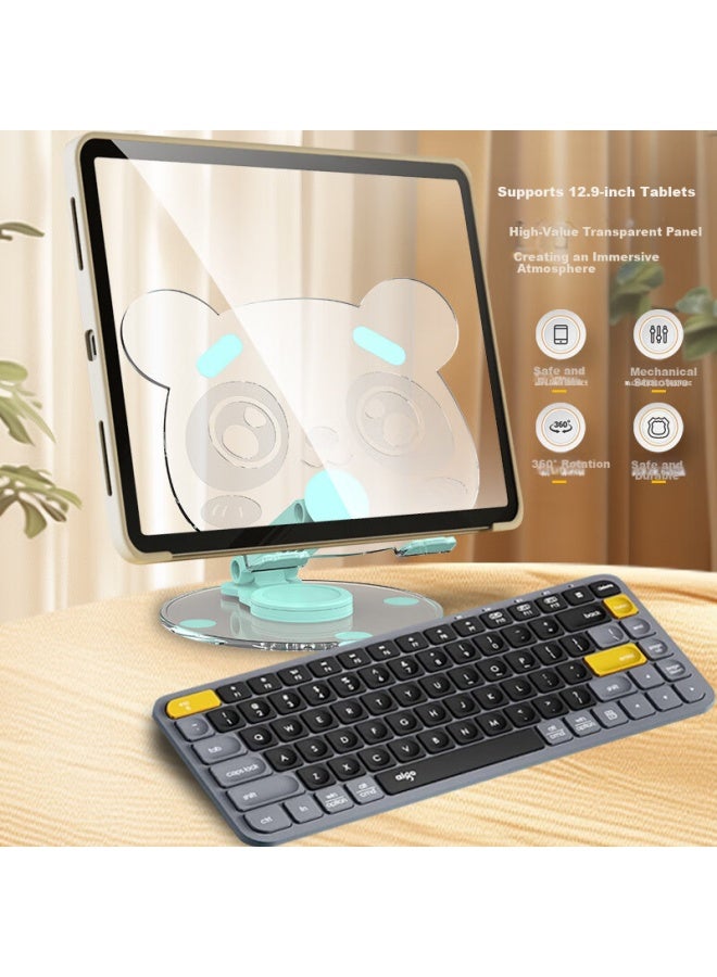 Jplayer Mobile Phone Stand Desktop 360° Multi-Functional Rotating Folding Tablet Stand Ipad Lazy Support Bracket Chicken Eating Online Course Drawing Metal Live Cute Cat Claw Green - Image 1