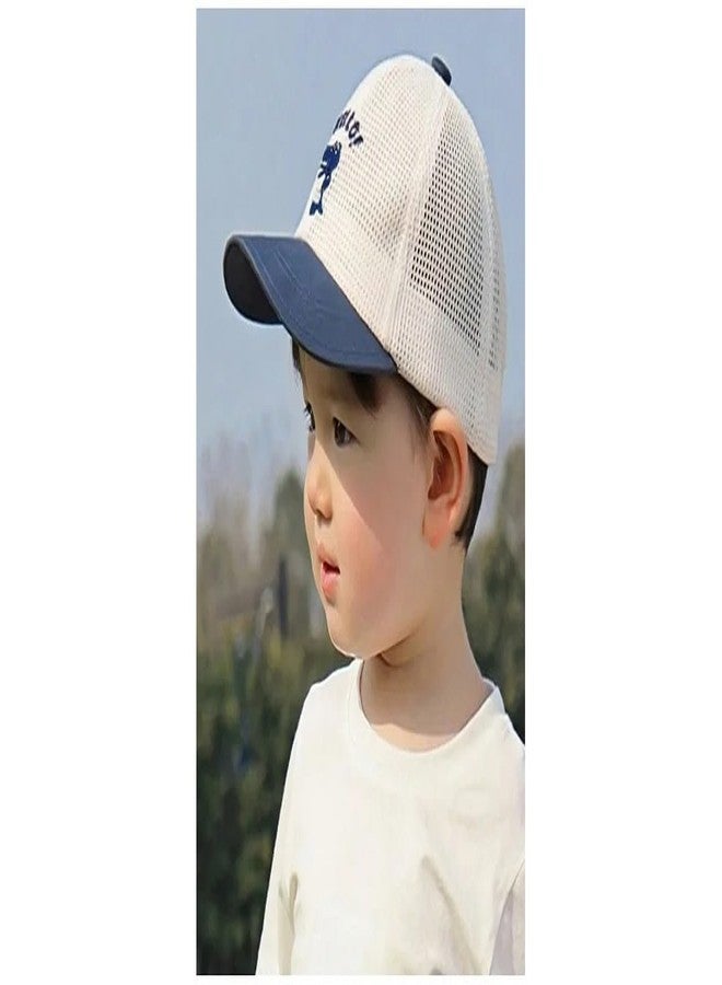 EvoNest Cotton Kids Cap - Hello Text Detailed Sunshade Hat for 3-5 Years (White & Blue) - Image 4